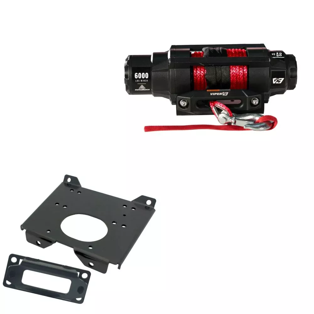 Viper 6000lbs V3 Winch Red Rope With Mount For Polaris RZR 4 XP 1000 2014-2023