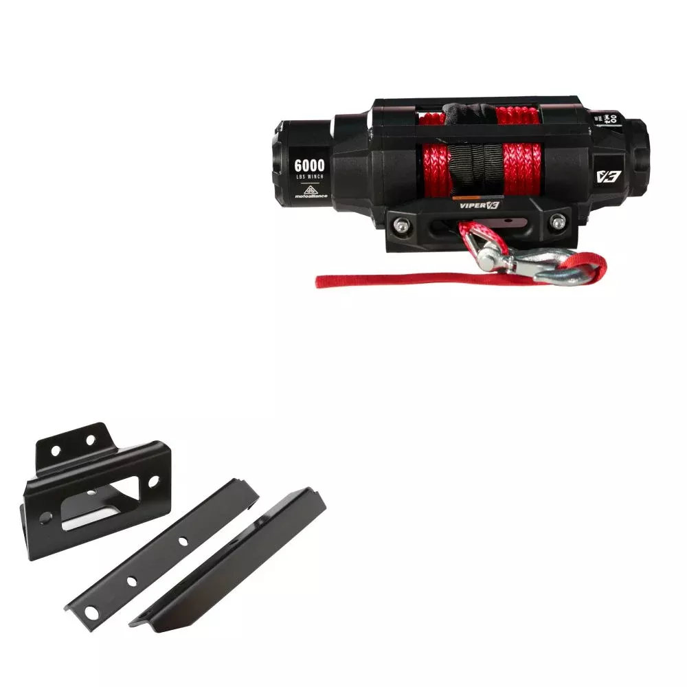 Viper 6000lbs V3 Winch Red Rope With Mount For Polaris RZR 800 2008-2014