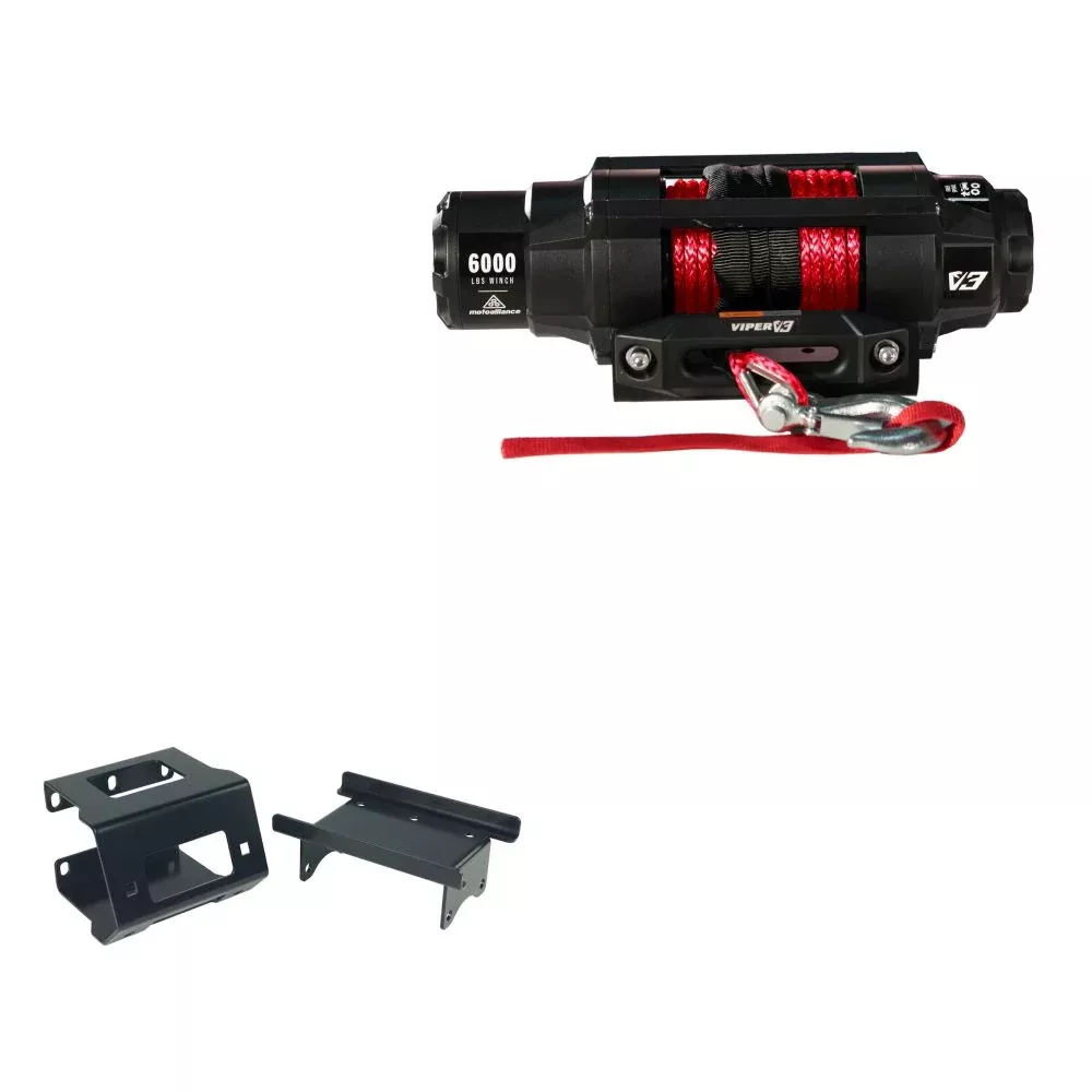 Viper 6000lbs V3 Winch Red Rope With Mount For Polaris Sportsman X2 550 2010-2014