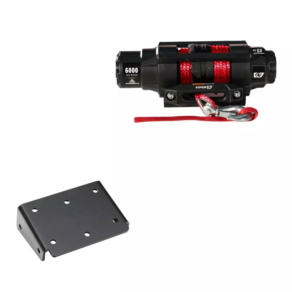 Viper 6000lbs V3 Winch Red Rope With Mount For Suzuki King Quad 750 2008-2018