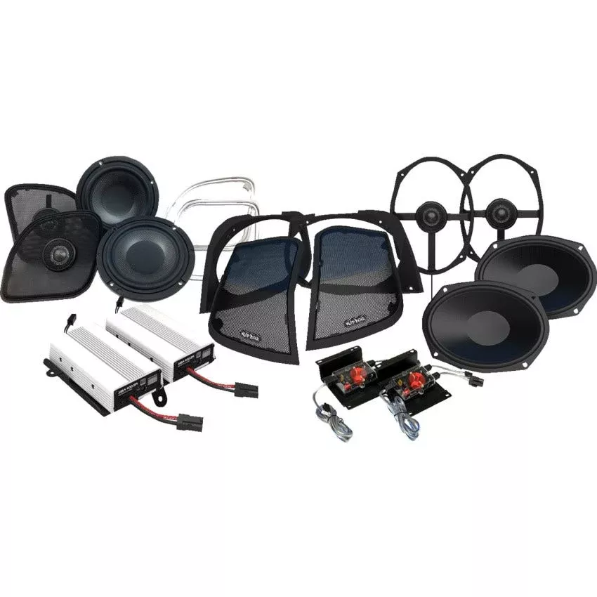 Wild Boar Audio 800-Watt Amp/Speaker Kit W/Cut In Lid Adapter 4 Harley