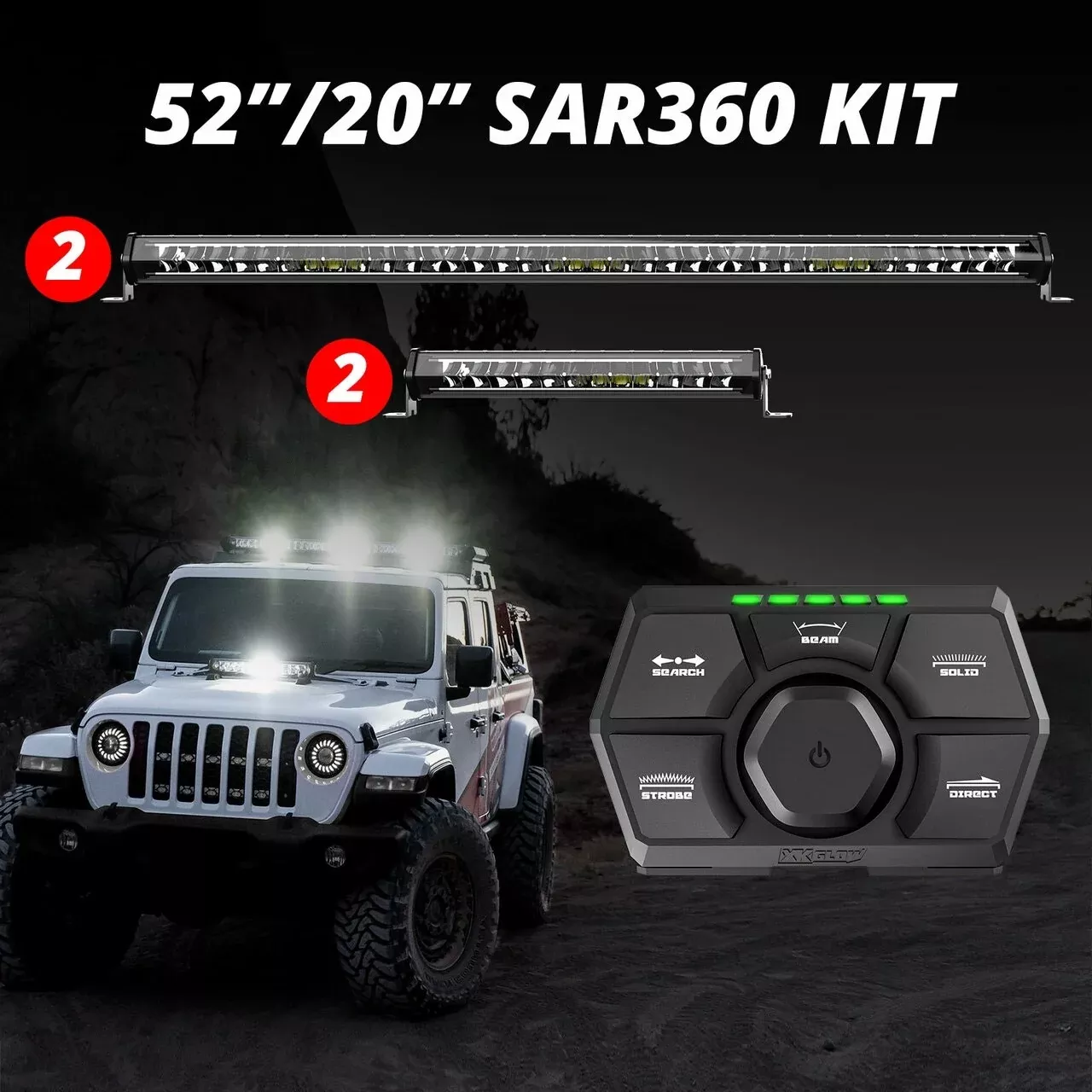XK Glow 2pc 52" 2pc 20" 360 SAR LED Search & Rescue Light Bar System and Controller