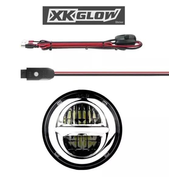 XK Glow 5.75" Chrome Headlight RGB Motorcycle Smartphone App Control Harley Dyna