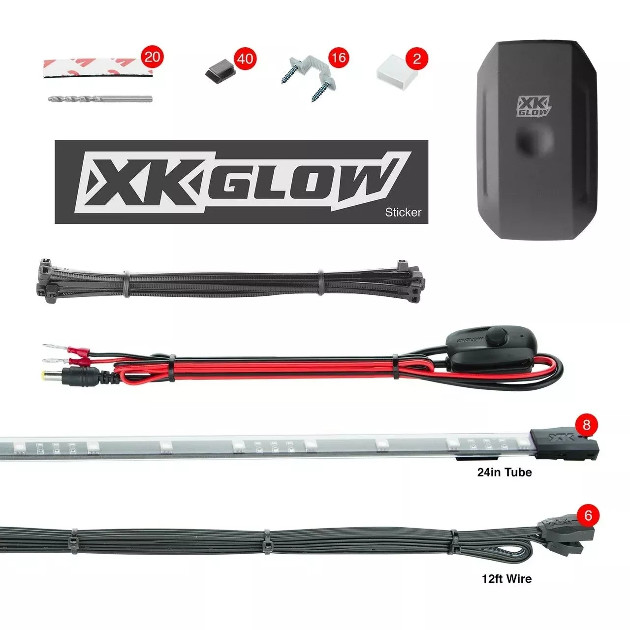 XK Glow 8pc 24″ Car Underglow LED Accent Light Standard Kit Smartphone App Control